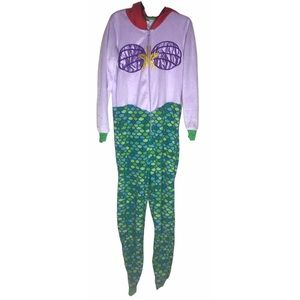 Disney Princess Ariel Little Mermaid Pajamas Union Suit Costume Halloween XS